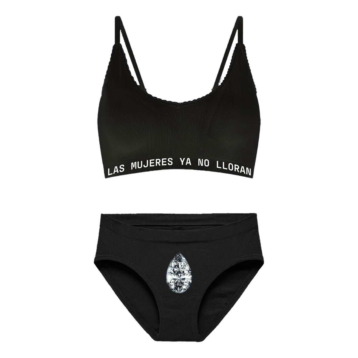 Las Mujeres Ya No Lloran Bralette + Briefs Set - Black