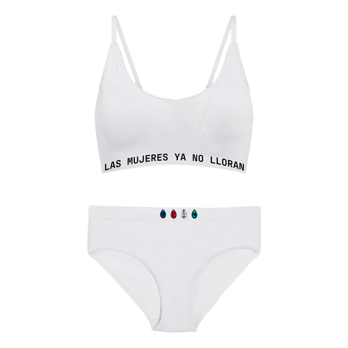 Las Mujeres Ya No Lloran Bralette + Briefs Set - White